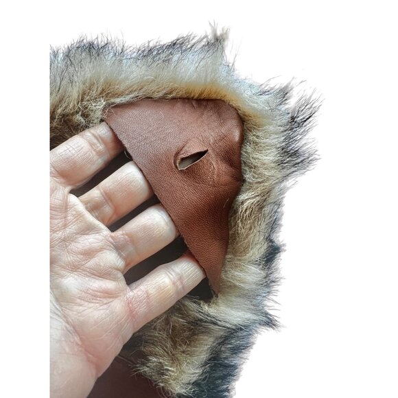 Fox Fur Collar Leather Backing Buttonholes Vintage - Picture 6 of 12